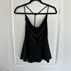 Sexy black cowl neck tank top